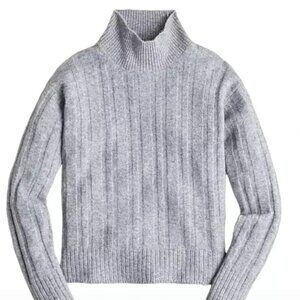 J.CREW Graphite Grey Ribbed Mockneck Supersoft Yarn Alpaca Blend Sweater BM209 M